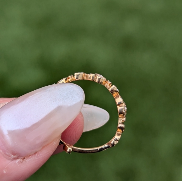 14K Rose Gold Diamond Floral Petal Vine Ring Band - Picture 4 of 9